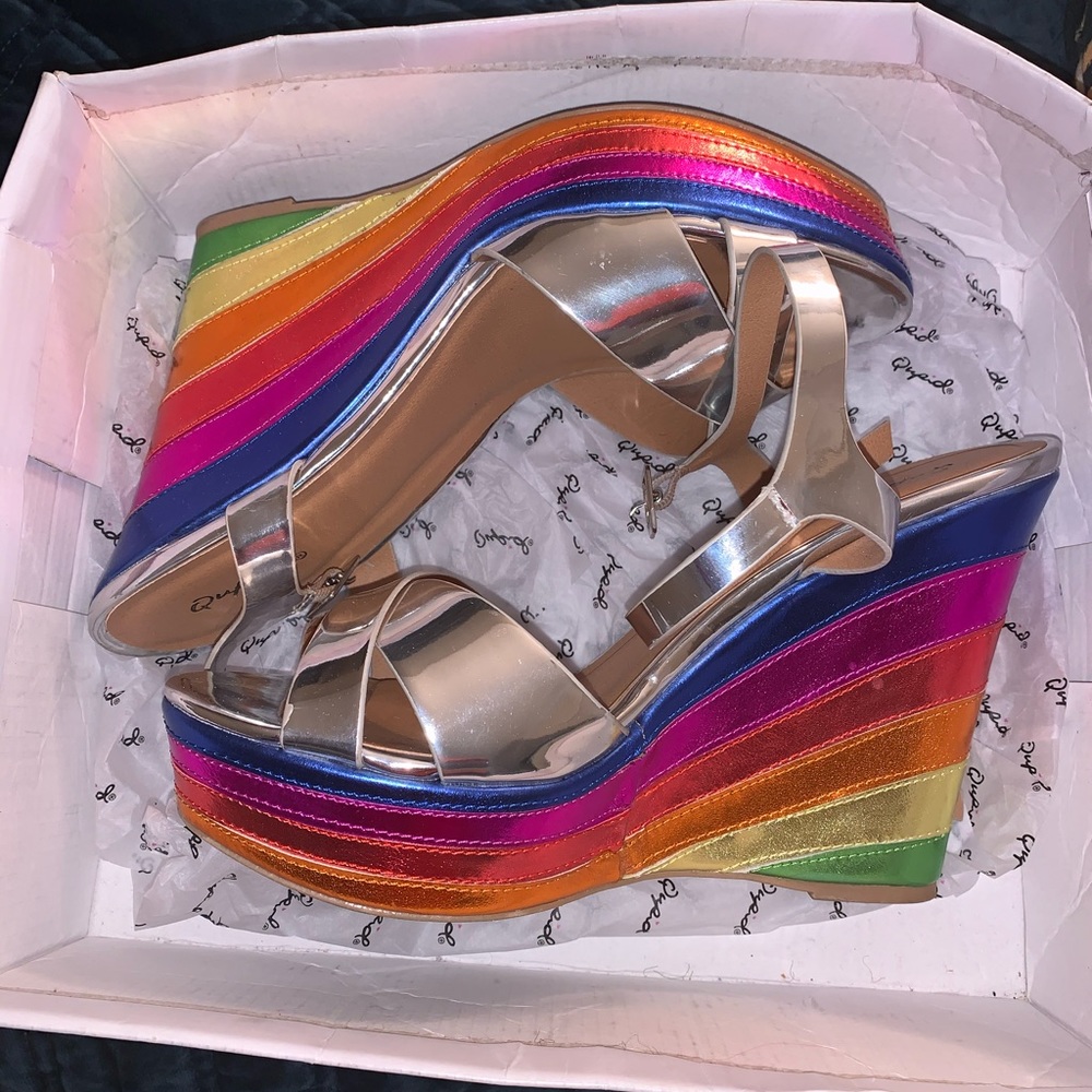 Rainbow Wedge Heels